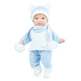 Іспанська Вінілова Лялька Марина Пау Хлопчик Пупс Teo Soft у Блакитному Одязі з Волоссям 45 см у Коробці Marina & Pau