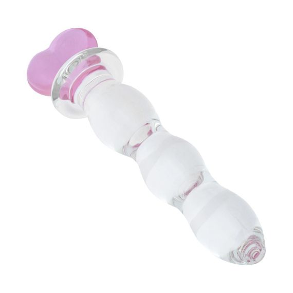 Скляний анальний ланцюжок Gildo Glass Butt Plug Heart Shape No. 35 Sex Aura