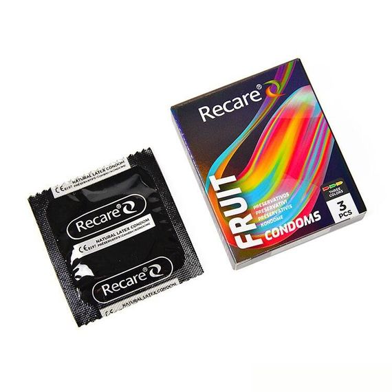 Презервативи Holographic Recare Fruit Flavour Condoms 3 шт, аромати: м'ята, банан, полуниця | Зображення 2