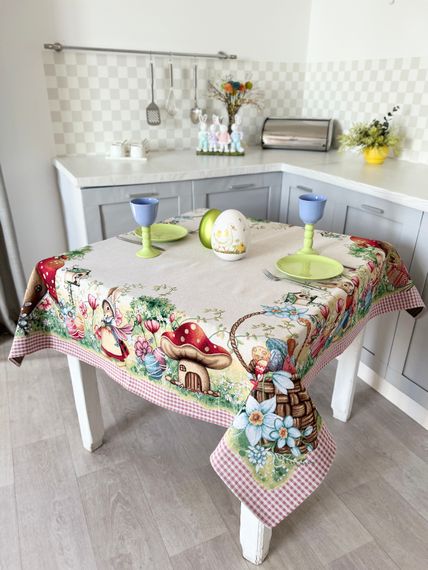 Скатертина гобеленова MAGIC EASTER Limaso, 137х137, Квадратна, Великодній, Без люрексу, 75% поліестер, 22% бавовна, 3% акрил, Гобелен | Зображення 4