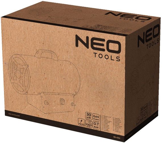 Теплова гармата Neo Tools 30 кВт, площа обігріву 300 кв.м., підлоговий, чорний (90-084) | Зображення 1