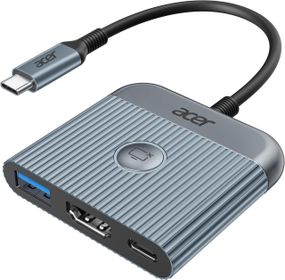 Адаптер acer USB C - HDMI, адаптер 4K@60 Гц HDMI - Type C с мощностью питания 100 Вт, порт USB A 3.0, цифровой