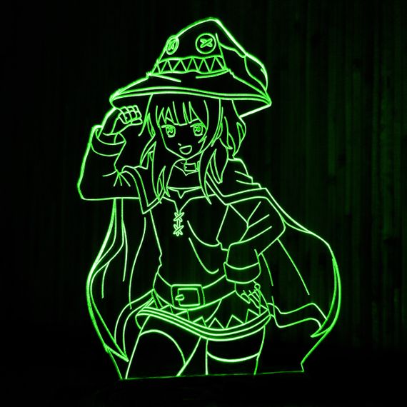 Акриловый светильник-ночник Мегумин (Коносуба) зеленый tty-n001018