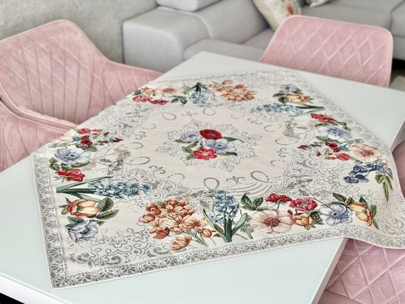 Скатертина гобеленова MANDALAS FLOWERS Limaso, 97х100, Квадратна, Повсякденний, Без люрексу, 40% поліестер, 60% бавовна, Гобелен | Зображення 6