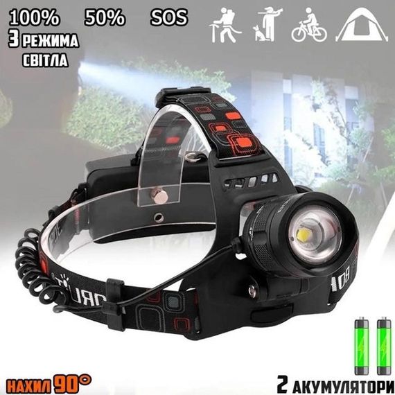 Потужний ліхтар налобний для риболовлі Bailong BL-T32-P50, Потужний акумуляторний AN-768 ліхтарик налобний | Зображення 7