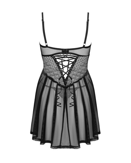 Еротичний комплект Obsessive Chemeris babydoll & thong XS/S, пеньюар та стрінги | Зображення 3