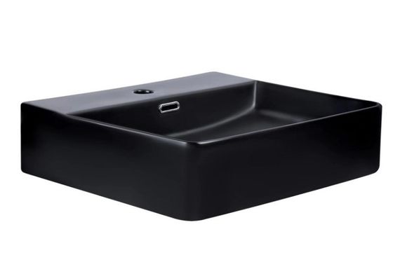 Комплект Qtap Nando LT: Раковина підвісна прямокутна 500х420х130 мм Matt Black + Донний клапан PU03O (QT12112173SMBMBN47322) | Зображення 4