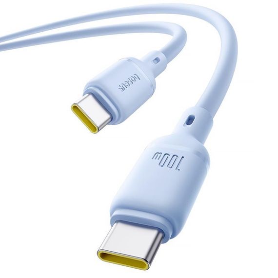 Дата кабель Baseus Silky Series OS Fast Charging Type-C to Type-C 100W (1m) (P10377704) Galaxy Blue | Зображення 2