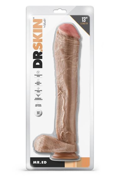Фаллоимитатор Гигант реалистичный Blush Dr. Skin Mr. Ed с яичками, бежевый sexstyle | Зображення 2