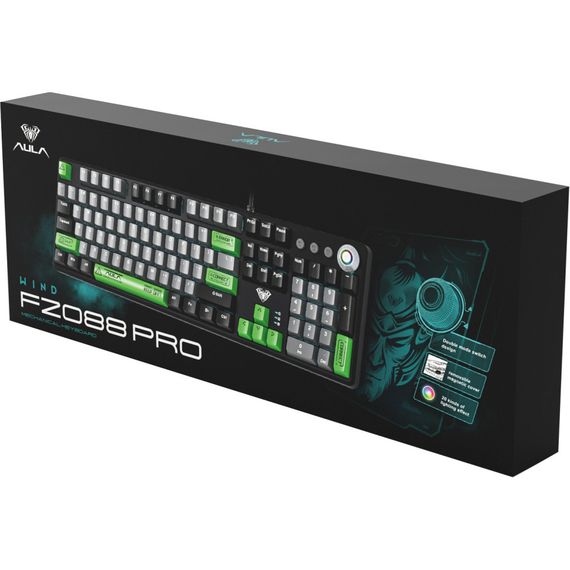 Клавіатура Aula F2088 PRO Plus 9 Green Keys KRGD Blue USB UA Black/Gray (6948391234892) | Зображення 1