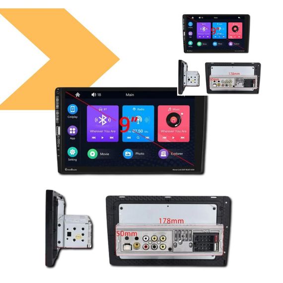 Універсальна магнітола 9016C Windows 1DIN з екраном 9 дюймів Carplay (43197-9016C_2302) | Зображення 1