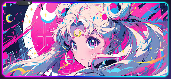 Ігрова поверхня для мишки з Аніме принтом "Сейлор Мун / Sailor moon" LED підсвічування 800*300*4 мм 1901