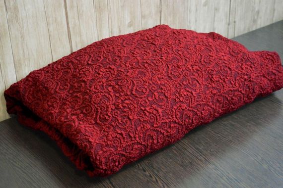 Жакардовий чохол на диван + 2 крісла з спідницею Бордовий | Зображення 2