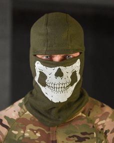 Флисовая балаклава олива череп  ВТ4798