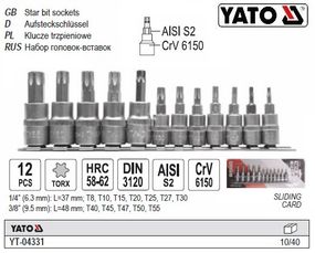 Набор головок со вставкою TORX 1/4": Т8-Т30 3/8": Т40- Т55 12 штук YATO Польща YT-04331