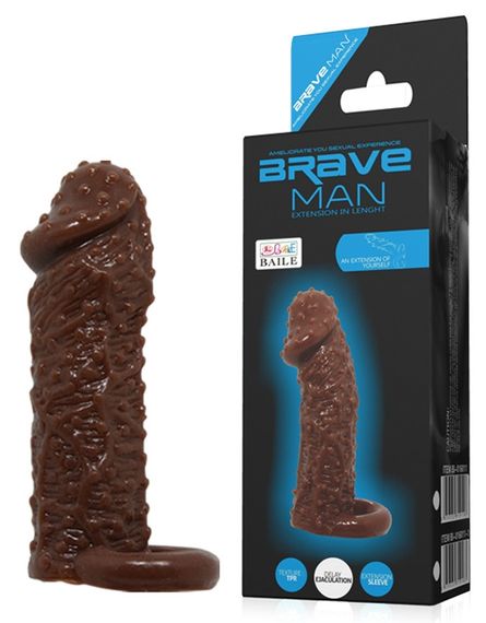 Насадка - презерватив Brave Man, BI-016013 ( коричнева ) Sex Aura | Зображення 1