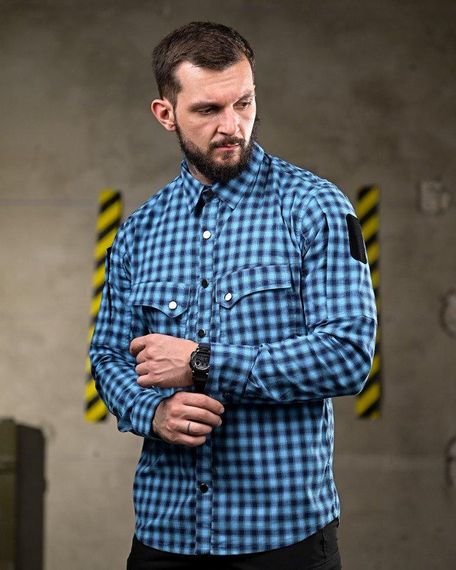 Летняя тактическая рубашка клетка sea ПП4761