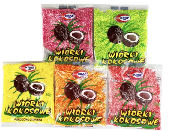 Кокосова стружка кольорова мікс Kraf Pak, 50 г Польща