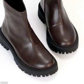 Практичные универсальные кожаные ботинки на флисе цвет Шоколад 37
