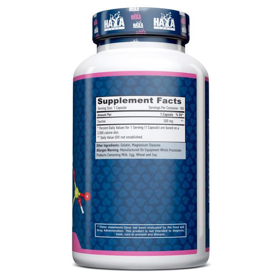 Таурин Haya Labs Taurine 500mg 100 caps | Зображення 1