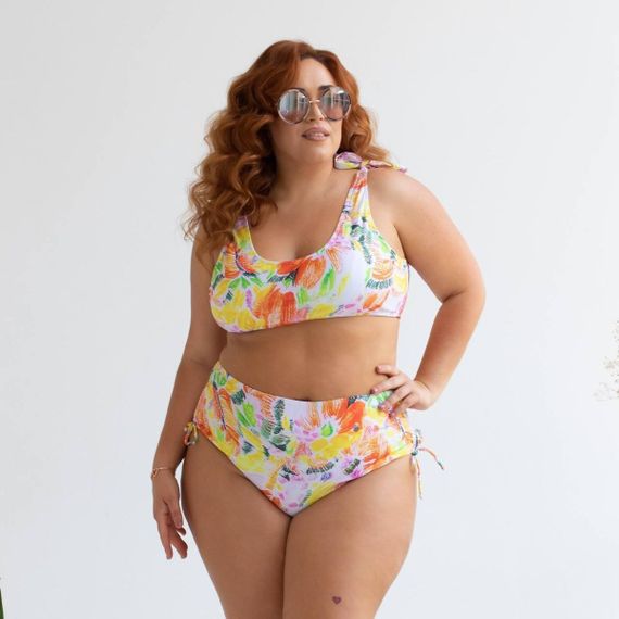 Роздільний яскравий купальник Plus Size знімними чашками та високими плавками | Зображення 1