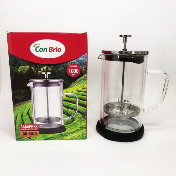 Заварник з подвійними стінками Con Brio 1л CB-6410, Френч-прес з поршнем, Френч-прес з ручкою | Зображення 6