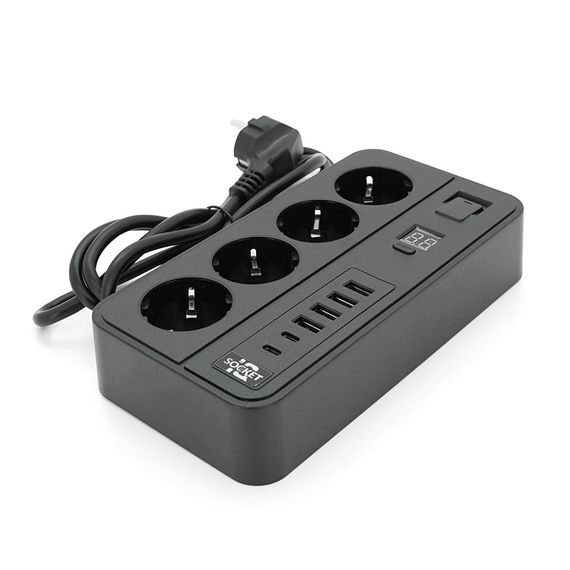Сетевой фильтр с защитой от перенапряжения G13H, 3000W, 4 Socket+4 USB 3, 2м | Зображення 2