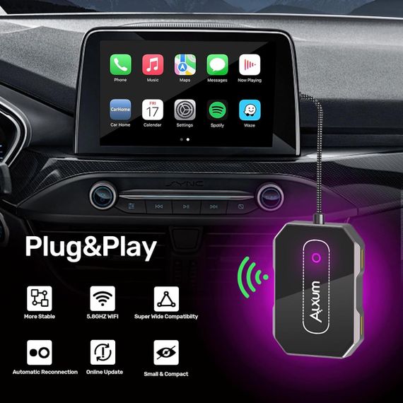 Автомобільний бездротовий адаптер Alxum для CarPlay Android Auto, для авто з дротовим CarPlay, Plug & Play карплей | Зображення 3