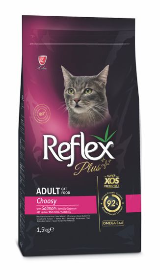 Корм Reflex Plus Cat Adult Choosy Salmon сухой с лососем для привередливых котов 1.5 кг