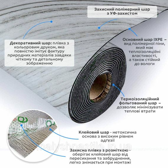 Напольное виниловое самоклеющееся покрытие в рулоне 3000*600*1,5мм SW-00001820 | Зображення 1