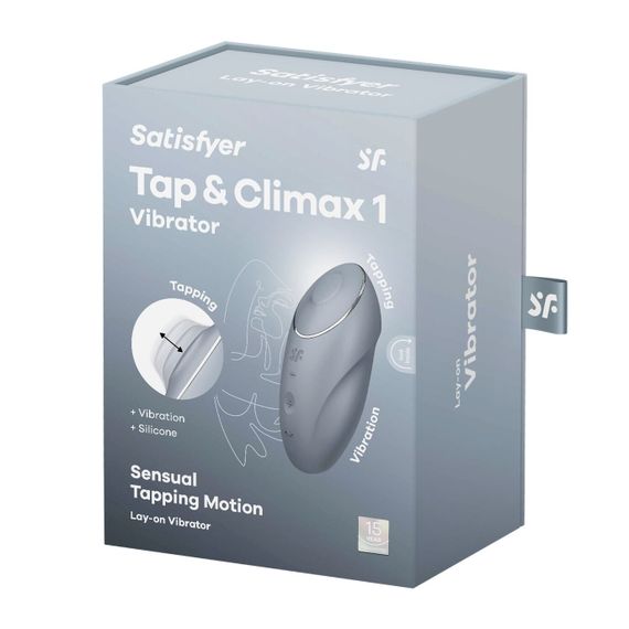 Вибростимулятор-пульсатор Satisfyer Tap & Climax 1 Bluegrey, эффект постукивания пальцем, 2 мотора | Зображення 7