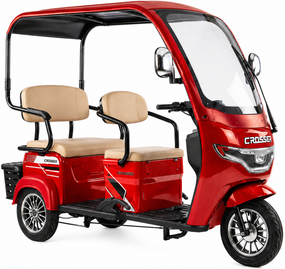 Электротрайк Crosser TR-7 1000W 72V 24Ah, 3 места, до 60 км, с крышей и кофром, трехколесный электроскутер Червоний