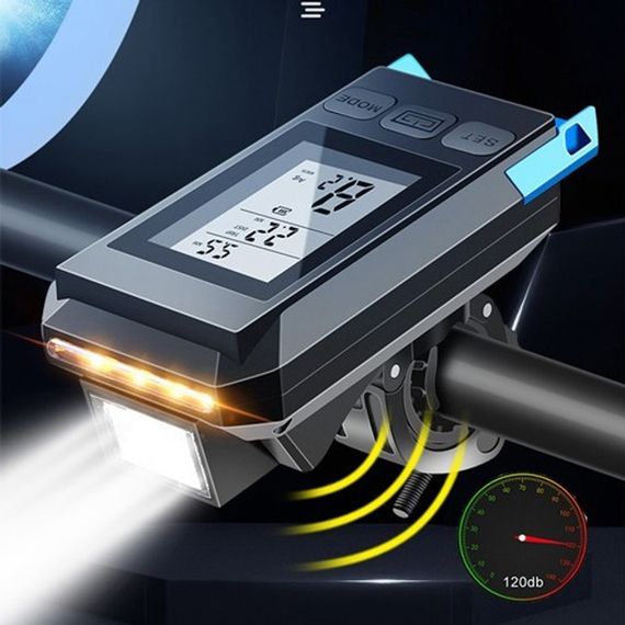 Велофара с компьютером и сигналом MT-088-T6, 450Lum, 18650 (2200mAh), кнопка, Освещение для велосипеда | Зображення 5