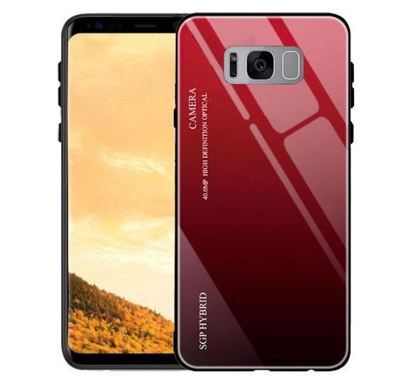 Чехол бампер Primo Gradient Glass для Samsung Galaxy S8 Plus (SM-G955) - Red