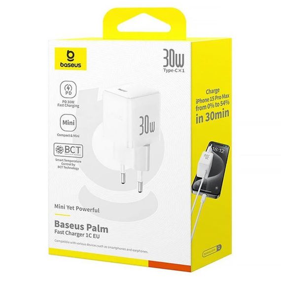 МЗП Baseus Palm Fast Charger 30W (1USB-C) (P10111605113-00) Moon White | Зображення 4