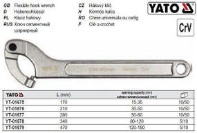 Ключ сегментний шарнірний M=15-35 мм L=170 мм YT-01675