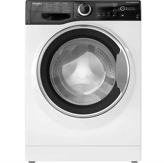 Пральна машина Whirlpool фронтальна, 6кг, 1200, A+++, 43см, дисплей, інвертор, люк чорний, білий (WRBSB6228BUA)