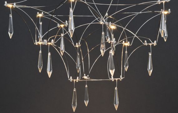 Люстра світлодіодна підвісна LED світильник для квартири на стелю лед 27873 Хром 65-180х60х60 см. | Зображення 6