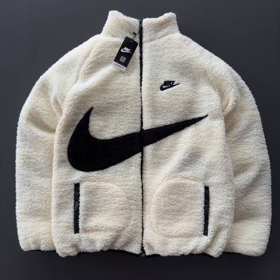 Двостороння куртка Nike чорна плащівка та біла тедді | Зображення 7