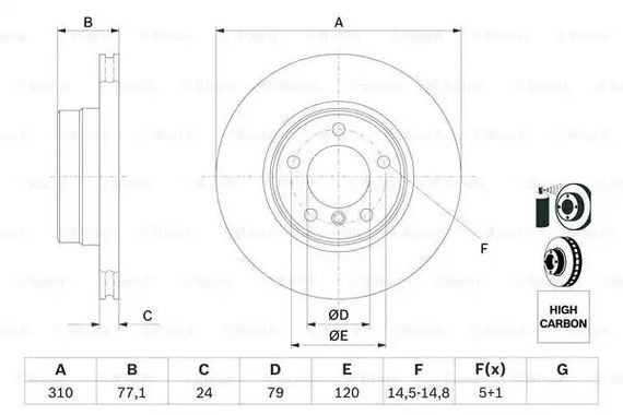 Диск гальмівний BMW 5, BOSCH (0986479055) | Зображення 4