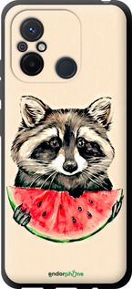 Чохол на Xiaomi Redmi 12C Єнотик з кавуном "4605b-2962-2448"