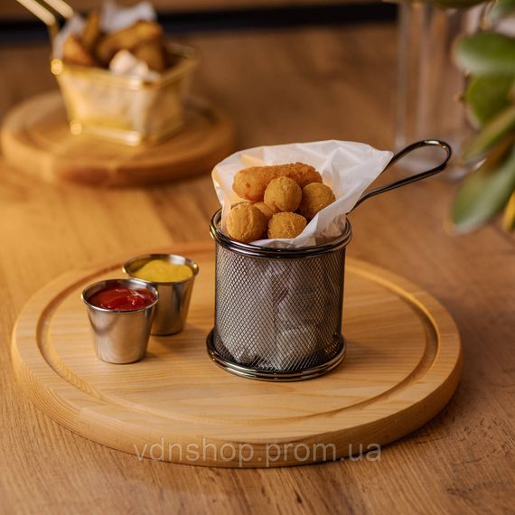Кошик сервірувальний для картоплі фрі та снеків 9×9×9 см Черная HP-19-5-B | Зображення 4
