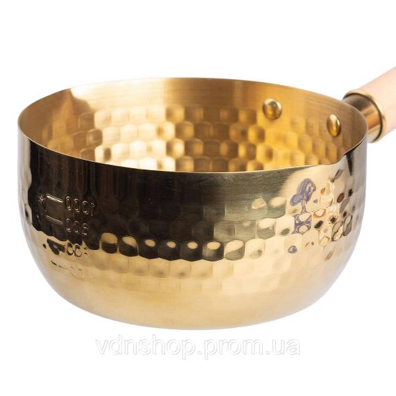 Сковорода з нержавіючої сталі 1,4 л з дерев'яною ручкою Золотистий HP-19-24-16CM | Зображення 2