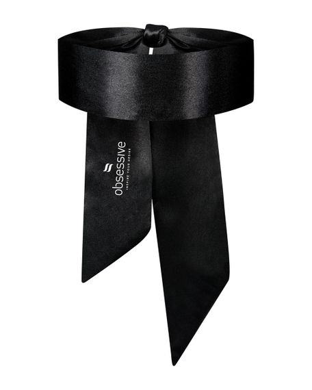Атласна пов’язка маска Obsessive Blindfold black One size, чорна | Зображення 1