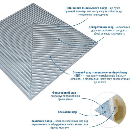 Самоклеюча декоративна 3D панель 500х500х5мм Бамбук Сірий SW-00002878 | Зображення 1