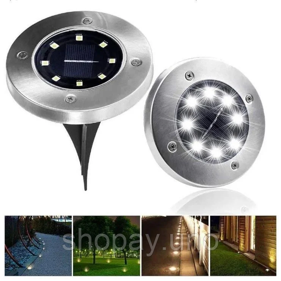 Садовый уличный светодиодный фонарь-подсветка на солнечной батарее Solar Pathway Lights 4шт 7см | Зображення 1