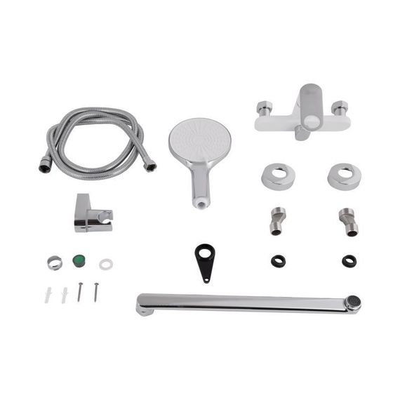 Смеситель для ванны Qtap Jay с длинным поворотным изливом (c душевым гарнитуром) QTJAY2601CRW45552 Chrome/White | Зображення 6