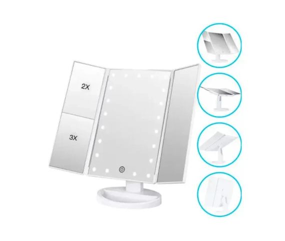 Дзеркало настільне потрійне косметичне з підсвічуванням для макіяжу 22 LED | Зображення 3