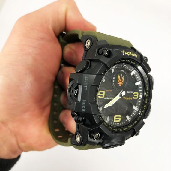 Годинник наручний чоловічий SKMEI 6851/1586AG, Військовий чоловічий наручний годинник зелений, Годинник спортивний | Зображення 7