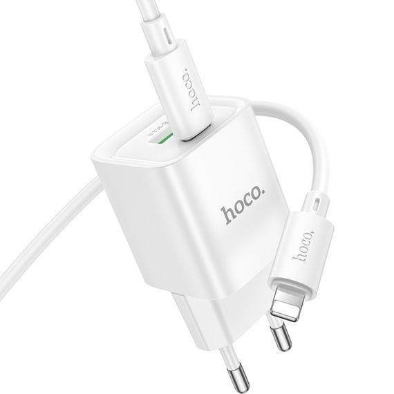 СЗУ Hoco C147A PD20W+QC3.0 (1USB-A/1C) + кабель Type-C to Lightning White | Зображення 4